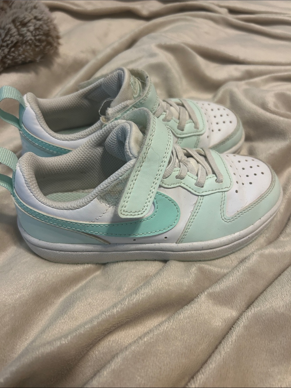 Nike Kids Mint and White Velcro Sneakers